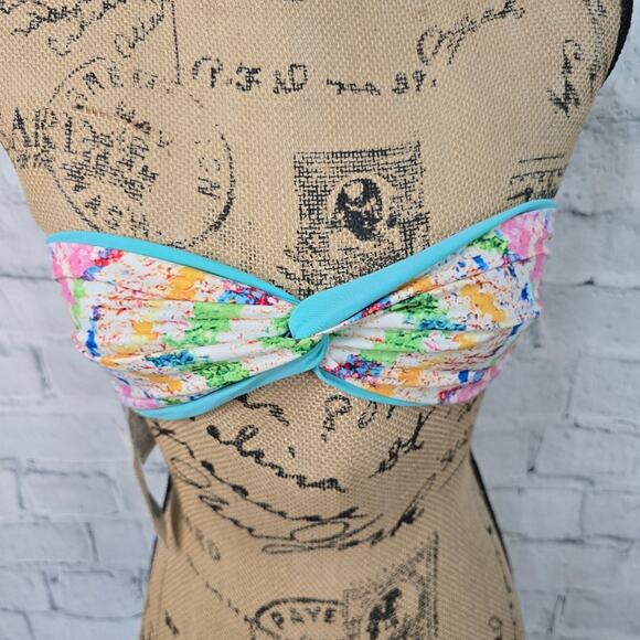 Mara Hoffman bandeau reversable bikini top Sz XS tied back swimsuit padded A8C - Picture 1 of 4
